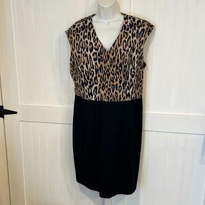Ellen Tracy dress black, brown & beige size 14 cute & fun!